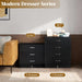 Black 4 Drawer Dresser for Bedroom, Modern Nightstand Storage Chest of Drawer, Wooden Side Table End Table, Living Room, Reception Room
