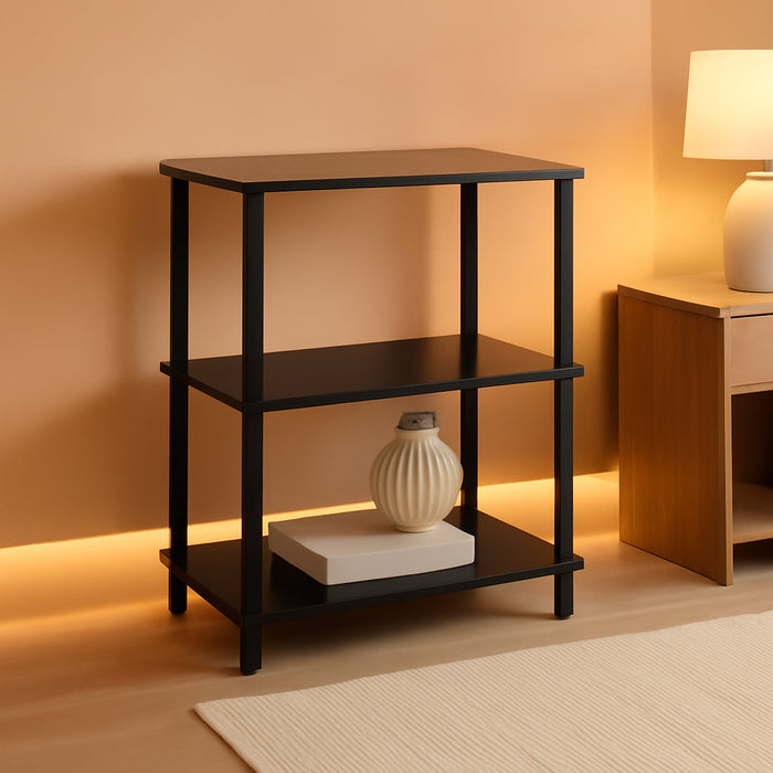 JAYA Simple Design 3-Tier Bookcase / Bookshelf / Display Rack, Plastic Tubes, Walnut