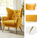 Velvet Mustard Wingback Accent Armchair With Tufting