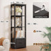 Display Shelf with 3 Color Light, Bookshelf with Drawer, Dimmable Display Cabinet for Collectibles, Bookcase, Display Case for Books, Trophies, Toys, Black