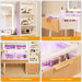 44" Vanity Desk with Mirror and Lights, Makeup Vanity Desk with Power Outlet, Makeup Desk with 5 Drawers&Storage Shelves, Vanity Table 3 Color Adjustable Brightness Dressing Table Set for Bedroom