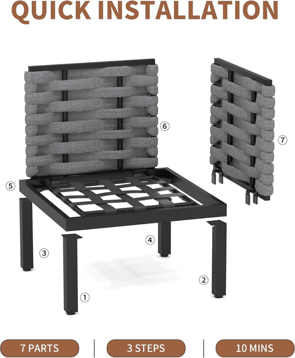 8 Pieces Patio Furniture Set Convertible Outdoor Furniture Set W/ 6" Ultra Thick Cushions and 2 Coffee Tables, All-Weather Sectional Sofa Couch, Beige