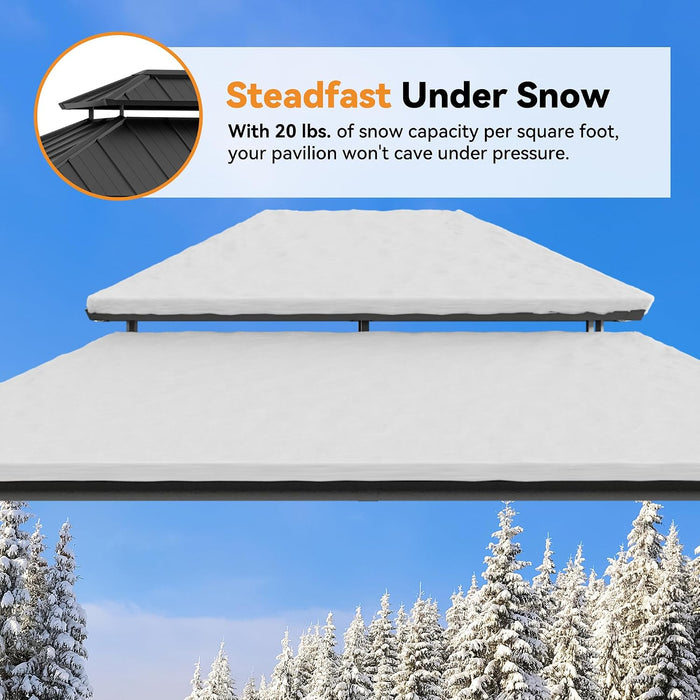12x14 Foot Gazebo With Weatherproof Aluminum Hardtop