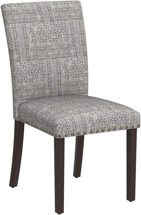 Upholstered Parsons Dining Chairs Set of 4, Fabric Dining Room Kitchen Side Chair with Nailhead Trim and Wood Legs - Boho