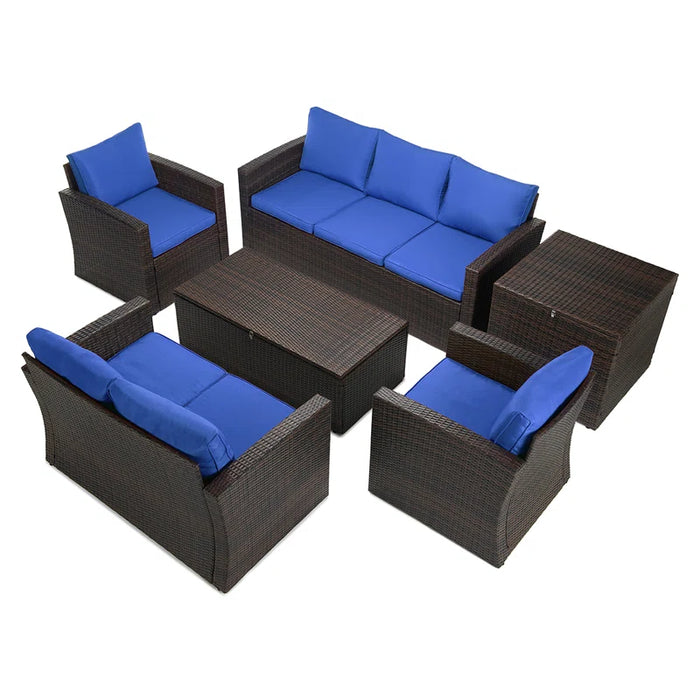 Barrada Rattan 7 - Person Seating Group with Cushions