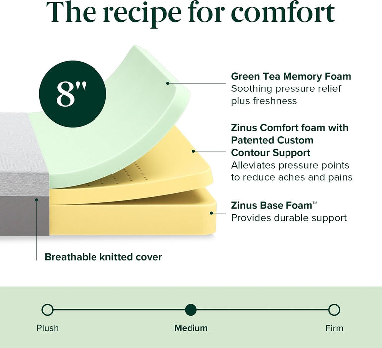 8 Inch Short Queen Ultima RV Memory Foam Mattress, Medium Firm Feel