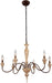 French Country Six Light Distressed Wood Chandelier
