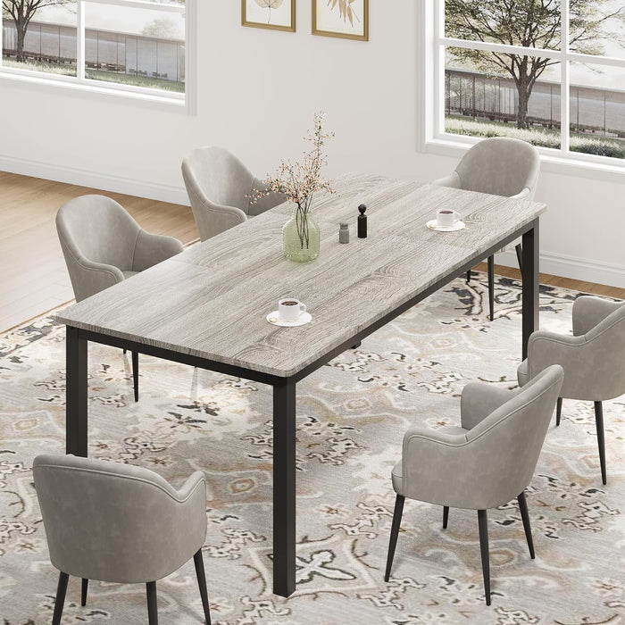 79 Inches Industrial Dining Table Greywashed Finish