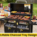 63" Oversized Charcoal BBQ Grill & Smoker, Large Outdoor Grill with 2 Individual Lifting Charcoal Trays, Cabinet-Style Charcoal Grills with Foldable Side Tables, 4 Wheels, Asadores De Carbon
