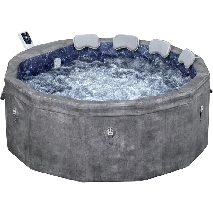 Hard Foam Hot Tub with Soothing Massage System, Outdoor, Grey Marble, up to 4-6 People, 67 "X 25.5"