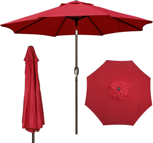 9' Outdoor Patio Umbrella, Outdoor Table Umbrella, Yard Umbrella, Market Umbrella with 8 Sturdy Ribs, Push Button Tilt and Crank