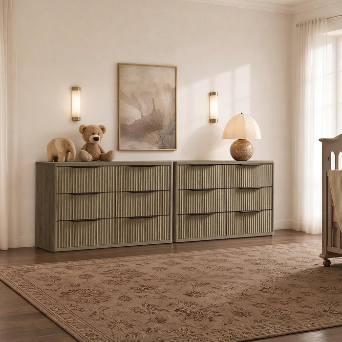 Bedroom Dresser with 6 Deep Wide Large Fluted Drawers for Closet
