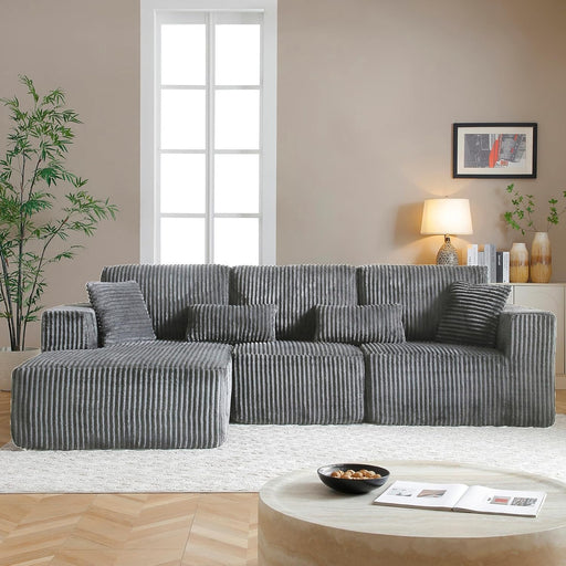 108 Inch Cloud Sectional Sofa Grey UltraSoftChenille
