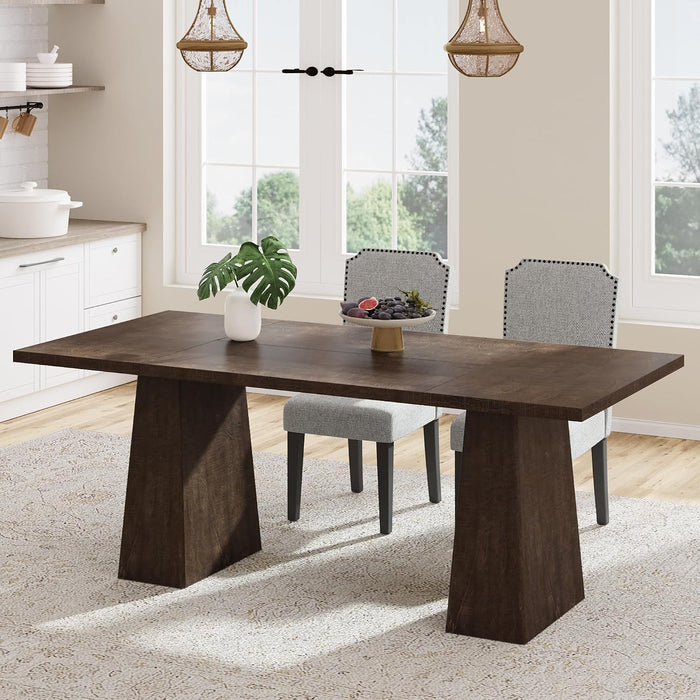 71" Dining Table for 6-8, Rectangle Table with Thick Heavy-Duty Legs | Rectangular Wooden Kitchen Table, Extra Large Desktop, Multi-Purpose Use, Farmhouse, for Living Room, Dining Room, Kitchen
