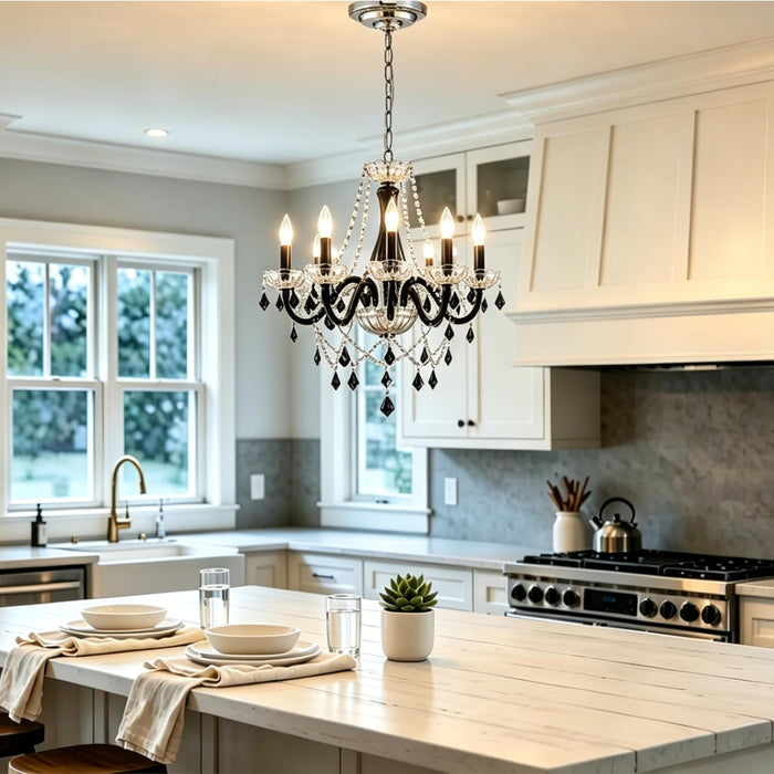 Black Crystal Chandelier Pendant Light 19in Diameter