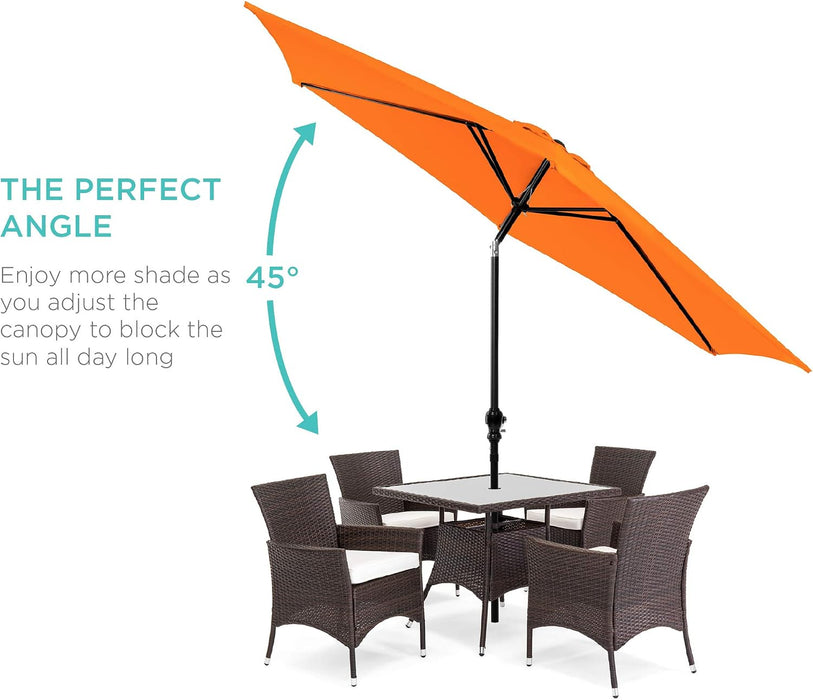 10Ft Outdoor Patio Umbrella, Outdoor Table Umbrella, Yard Umbrella, Market Umbrella with 6 Sturdy Ribs, Push Button, Tilt and Crank - Orange