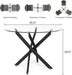 35.5" Glass Dining Table for 4, round Tempered Glass Kitchen Table | Modern Circle Glass Dinner Table with Black Metal Legs for Space Saving Dining Room Apartment Home Office