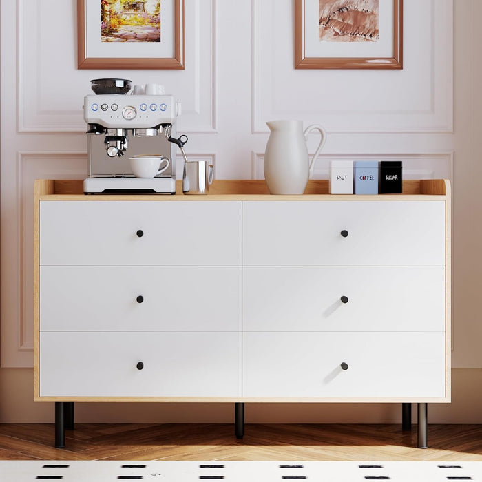 White Dresser with 6 Drawers for Bedroom