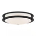 Flaxmere 14 In. Matte Black Dimmable Integrated LED Flush Mount Ceiling Light with Frosted White Glass Shade