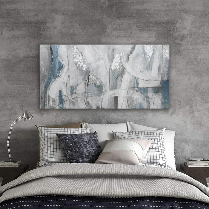 Abstract Wall Art Ready to Hang White Wall Art Modern Fantasy Paintings Blue White Abstract Wall Decor Prints Canvas Art Wall Decor Painting for Bedroom Office Decoration 20" X 40"