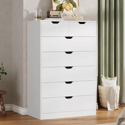 Elegant White Tall 7 Drawer Dresser For Bedroom — ShipItFurniture