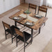 Extendable Dining Table Set for 4 with Built-In Shelf Rack Brown