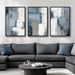 Large Framed Blue and Grey Abstract Wall Art, 3 Piece Modern Canvas Prints Paintings Artwork for Walls, Minimalist Abstract Block Pictures for Living Room Entryway Hallway Bedroom Wall Decor 20X30 In