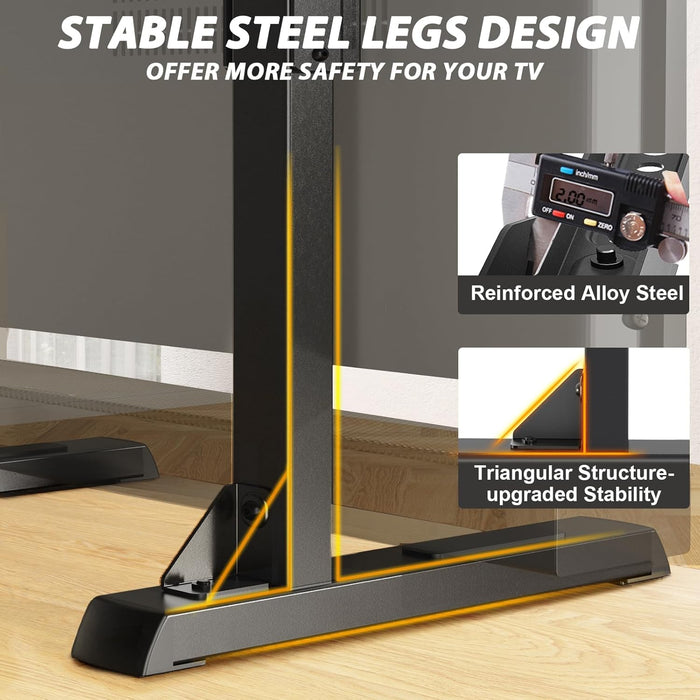 Universal Table Top TV Stand Base for 24-80 Inch LCD LED Tvs, TV Legs with Height Adjustment and Cable Management Hold up to 150Lbs, Max VESA 800X500Mm, Black