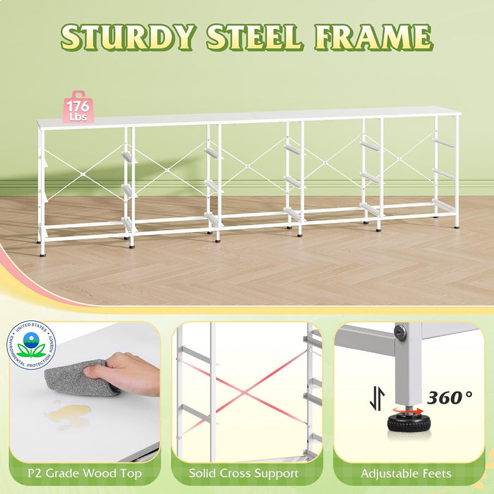 92 Inch Dresser TV Stand for 98 Inch TV, 15 Drawer Dresser, White