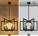 6-Light Modern Farmhouse Black Chandeliers for Entryway, Geometric Pendant Lights Kitchen Island, Hanging Industrial Metal Chandelier for Stairway Foyer Hallway Dining Room