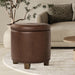 Home Decor | Upholstered round Storage Ottoman with Nailheads| Ottoman with Storage for Living Room & Bedroom, Brown Faux Leather