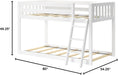 Fundamental Twin Low Bunk Bed, Kids Solid Wood Modern Bed Frame with Strong Wooden Slats, Non-Toxic Finishes, High Weight Capacity, White