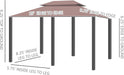 10' X 13' Patio Gazebo, Outdoor Gazebo Canopy Shelter with Curtains, Vented Roof, Steel Frame for Garden, Lawn, Backyard and Deck, Khaki