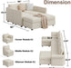 Modular Sectional Sofa with Storage, U Shaped Sectional Couch for Living Room, Convertible Modular Sofa Couch with Ottomans, High Supportive & Soft Sponge, 6 Seat, Beige