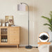Floor Lamp with Linen Shade, Arc Dimmable Tall Standing Lamp with Remote Control, Modern Floor Reading Light for Living Room Bedroom Office Corner, 9W LED Bulb Included