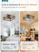 Caged Low Profile Ceiling Fans with Lights and Remote, Rustic Square Flush Mount Ceiling Fan, 6 Speed and Reversible, Small Farmhouse Bladeless Ceiling Fan for Bedroom, Kitchen, Dining Room