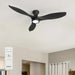 52 Inch Flush Mount Ceiling Fan with Light and Remote, Black Low Profile Ceiling Fans with Lights for Bedroom Living Room, 3 ABS Blades, Modern Quiet Reversible DC Motor, 3CCT, 6 Speeds
