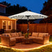 Durable Solar Led Patio Umbrellas with 32LED Lights 9FT (Light Beige)