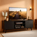 TV Stand for 55 60 Inch TV, Entertainment Center with Storage Cabinets, Rustic TV Console for Living Room Decor, Black