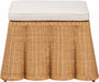 Palm Bohemian Honey Scallop Rattan Ottoman