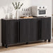 65" Sideboard Buffet Cabinet with Storage, Faux Marble Top Credenza with Adjustable Shelves, Curved Accent Cabinet with round Legs for Living Room, Entryway, Coffee Bar, Black Grey