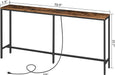 70.9'' Console Table with Power Outlet, Narrow Sofa Table, Industrial Entryway Table with USB Ports, behind Couch for Entryway, Hallway, Foyer, Living Room, Rustic Brown CTHR18E01Z1