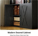 4-Tier Bookcase with Doors, Tall Storage Bookshelf, Black