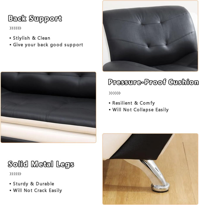 Living Room Sofa Set Leather Couch and Loveseat for Living Room, Living Room Couch Set, Sofa for Bedroom, Apartment, Living Room Furniture Sets (Black&White, Sofa+Loveseat)