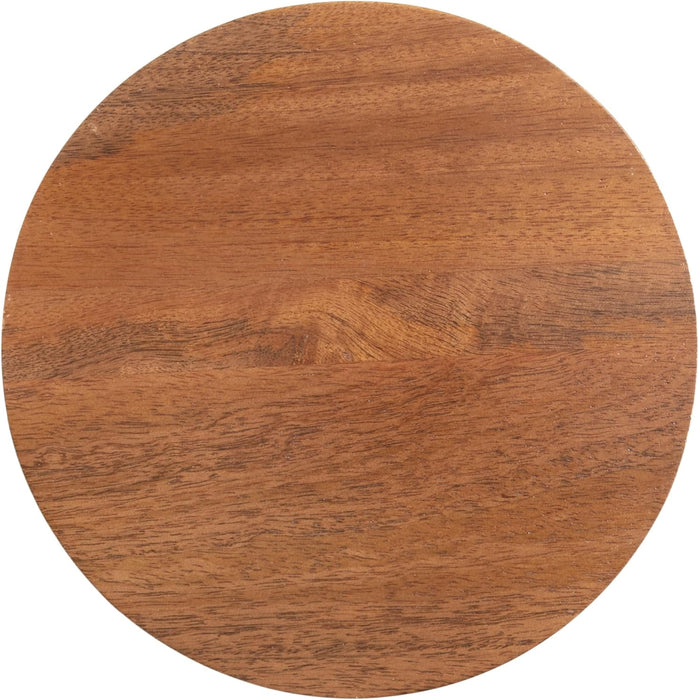 Dahl Wooden round Drink Table; 8 X 23; Walnut Brown; Mid-Century Modern Circle Wood Accent Pedestal Table for Living Room Plant Stand or Small Bedroom Nightstand