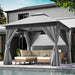 10'X10' Patio Gazebo, Double Roof Outdoor Shelter Tent with Mosquito Nettings and Privacy Screens, Gray