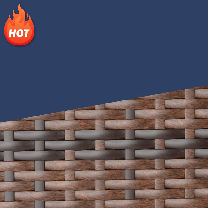 7 Pieces Patio Furniture Set, Outdoor Furniture Sectional Rattan Sofa with Slanted Back, Patio Couch with Glass Coffee Table for Backyard Garden Navy Blue (Waterproof Cover)