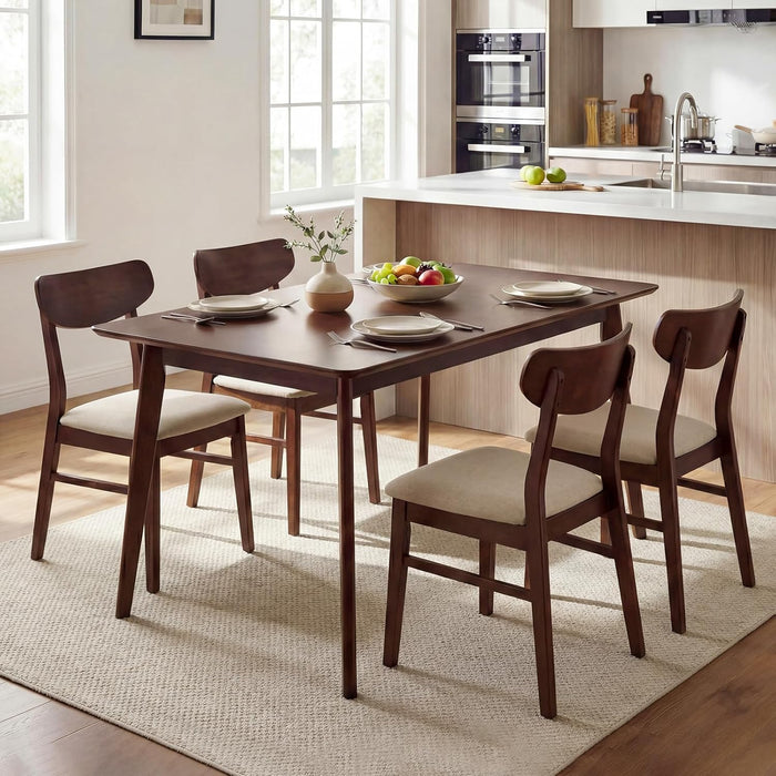 47Inch Walnut Rubber Wood Dining Table Rectangular