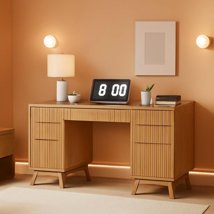 Sixty Inch Fluted Desk With ChargingStationIncluded