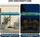 15FT Patio Umbrella with Solar Lights, Double-Sided Extra Large Outdoor Table Umbrella with Base Included, Heavy-Duty 12 Iron Ribs Market Umbrella for Garden, Pool, Backyard, Sky Blue